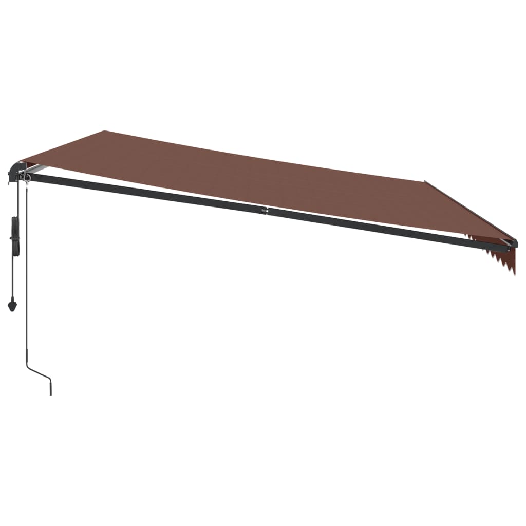 Toldo retrátil automático com luzes LED 500x350 cm castanho - Image 4