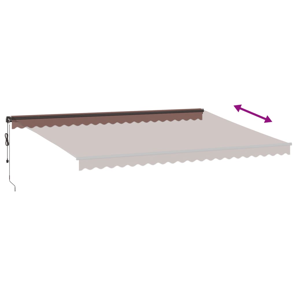 Toldo retrátil automático com luzes LED 500x350 cm castanho - Image 5