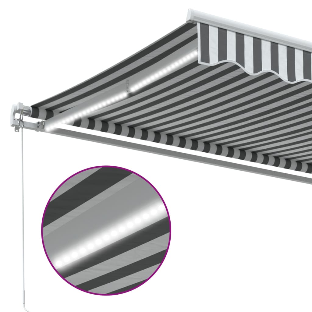 Toldo retrátil manual com luzes LED 400x300cm antracite/branco - Image 8
