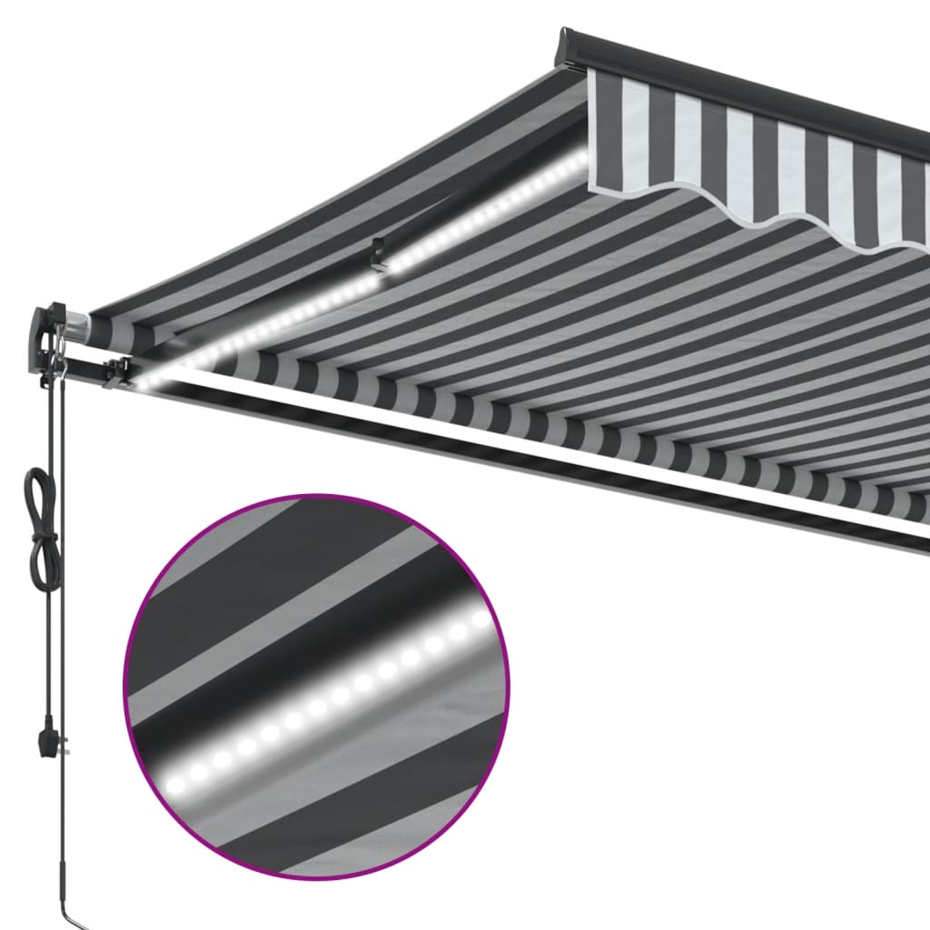 Toldo retrátil automático com LEDs 600x350 cm antracite/branco - Image 7