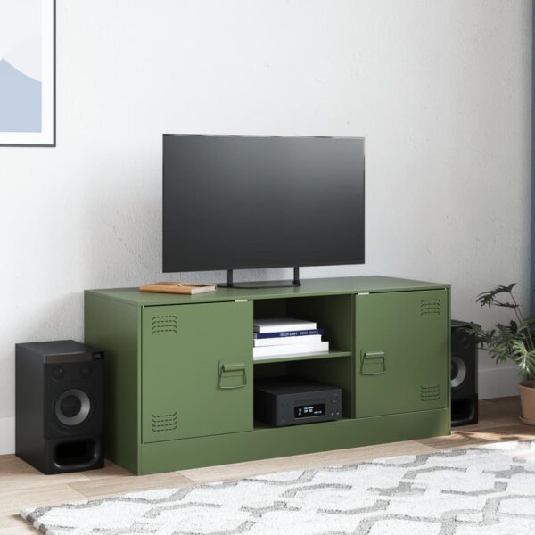 Móvel de TV 99x39x44 aço verde azeitona - Image 2