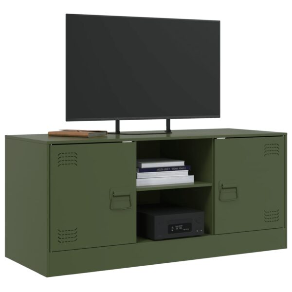 Móvel de TV 99x39x44 aço verde azeitona - Image 3