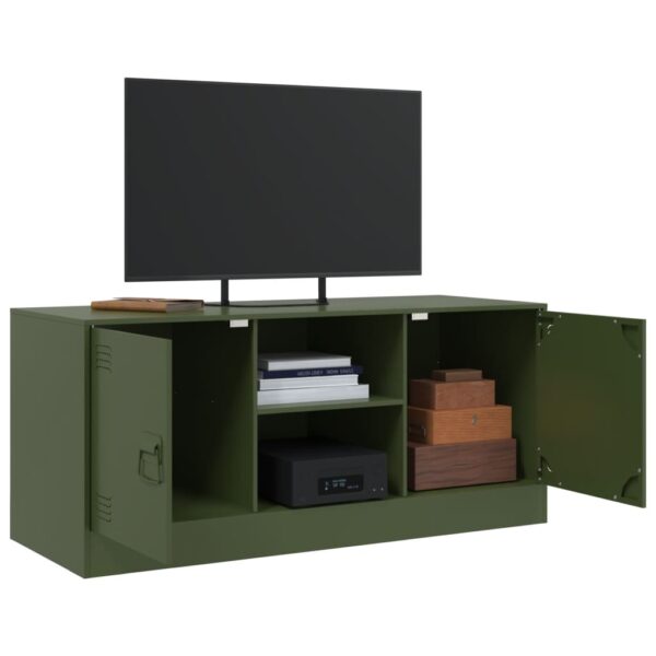Móvel de TV 99x39x44 aço verde azeitona - Image 4