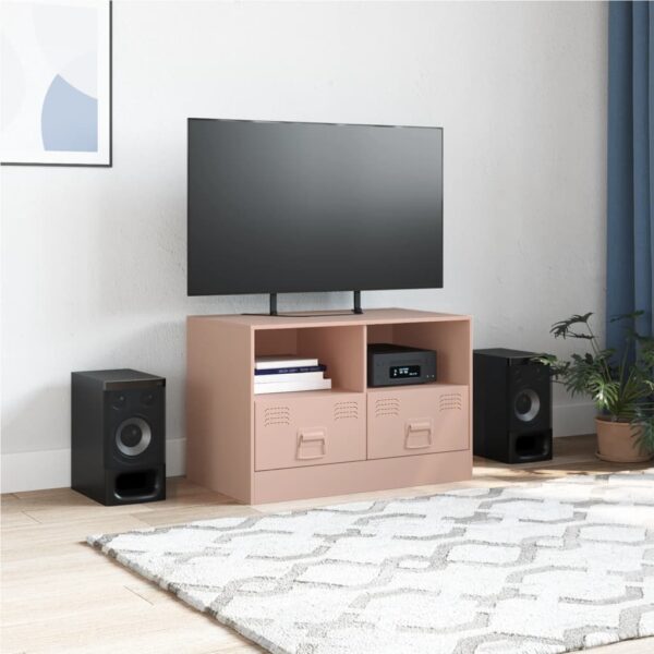 Móvel de TV 67x39x44 cm aço rosa - Image 2