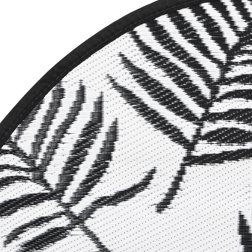 Tapete de exterior Ø160 cm PP branco e preto - Image 3