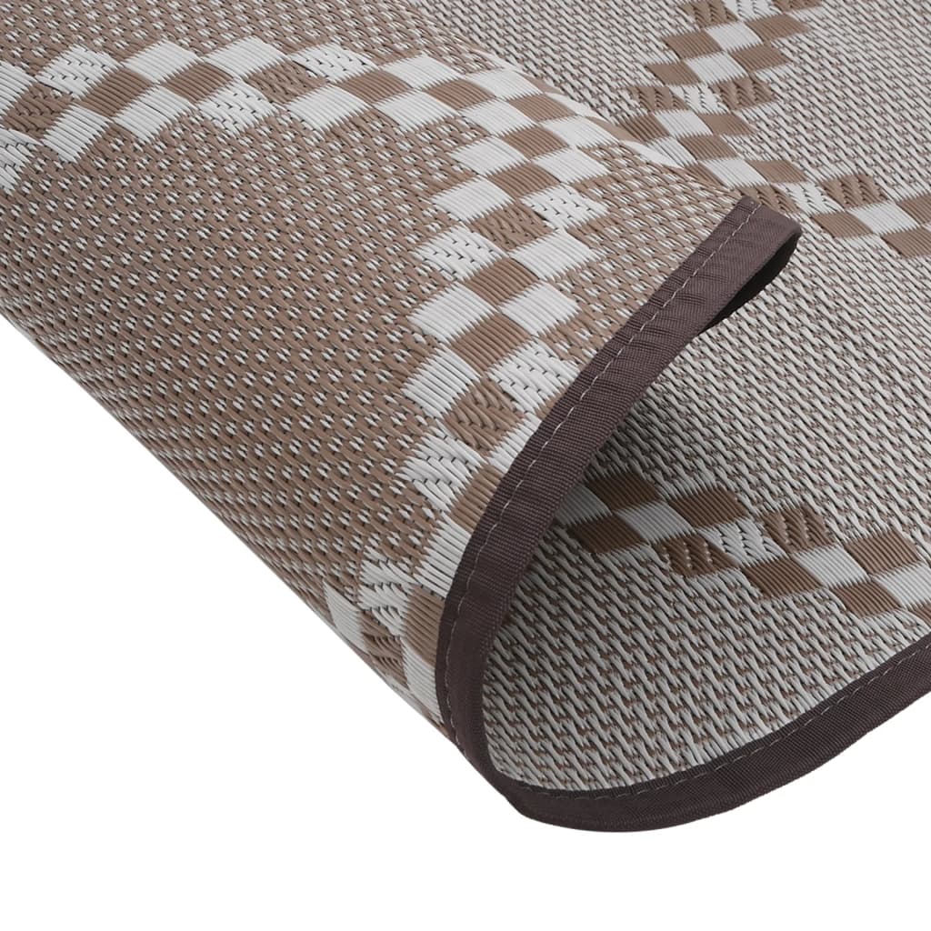 Tapete de exterior Ø200 cm PP castanho - Image 3