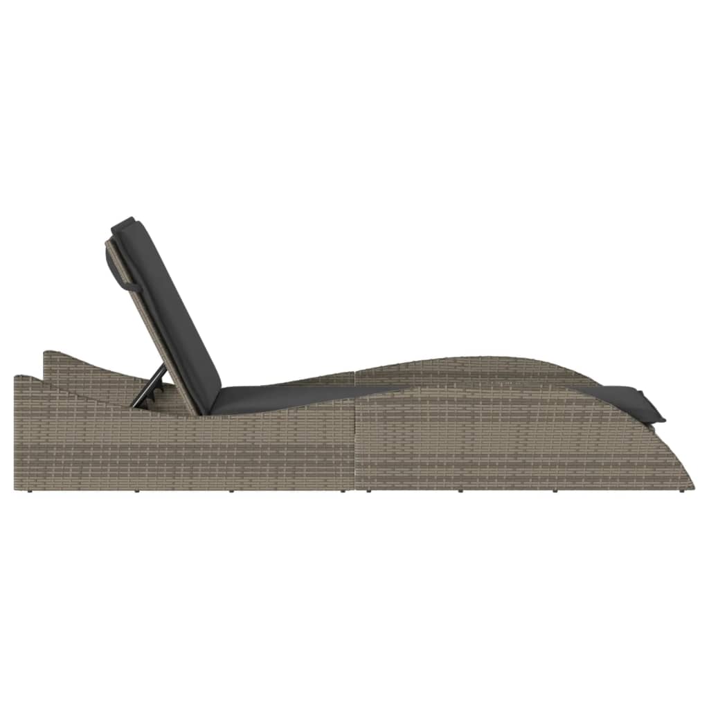 Espreguiçadeira com almofadão 60x205x73 cm vime PE cinzento - Image 4