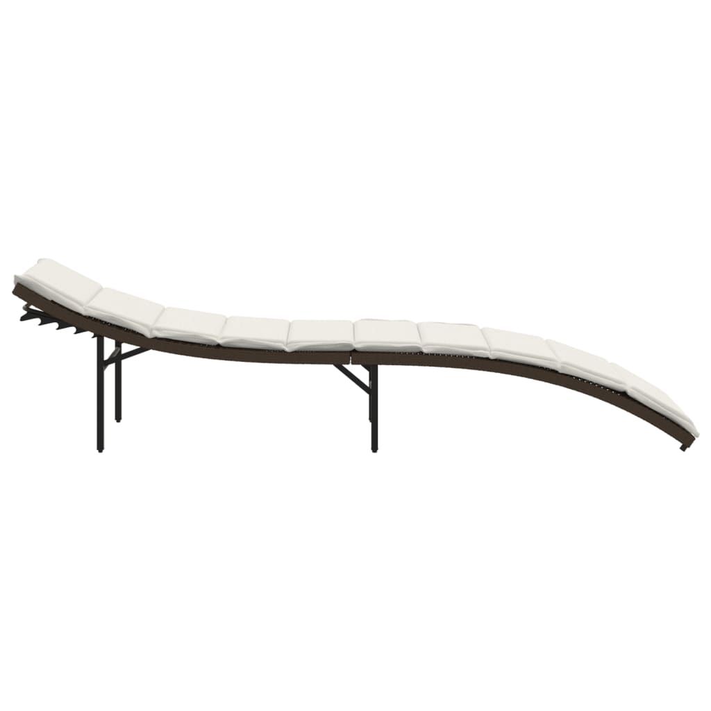 Espreguiçadeira com almofadão 55x199x50 cm vime PE castanho - Image 4