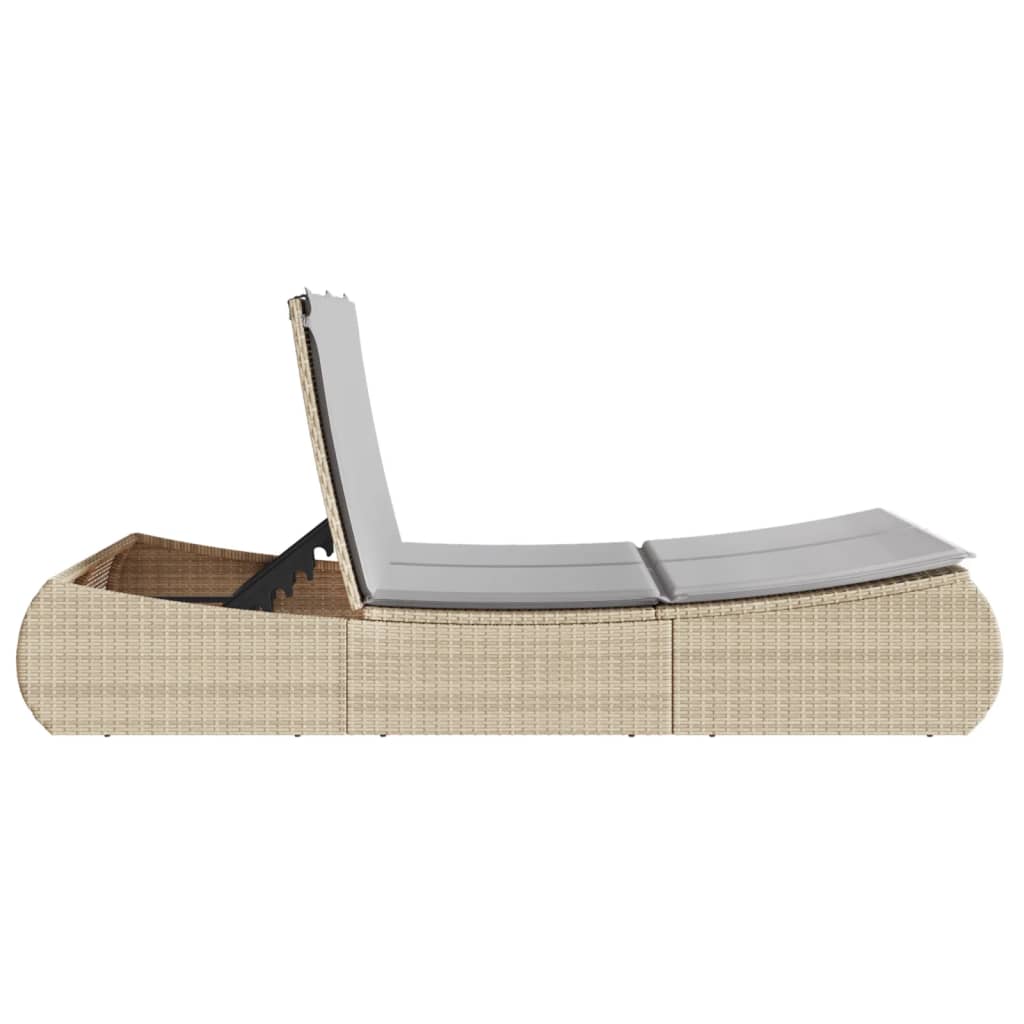 Espreguiçadeira dupla com almofadões vime PE bege - Image 4