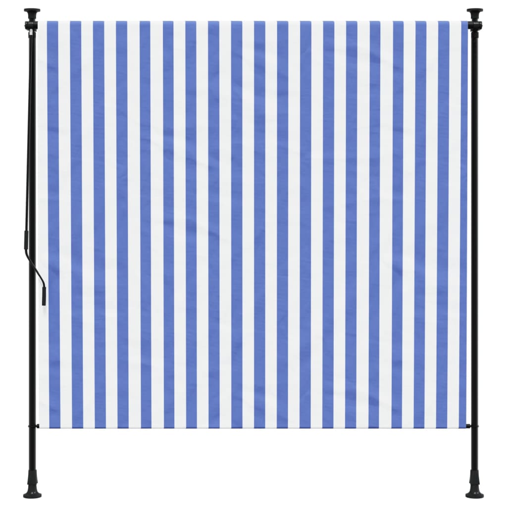 Estore de rolo para exterior 150x270cm tecido/aço azul e branco - Image 2