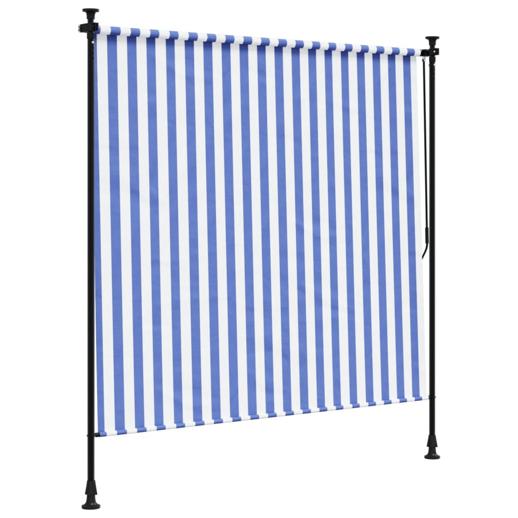 Estore de rolo para exterior 150x270cm tecido/aço azul e branco - Image 4