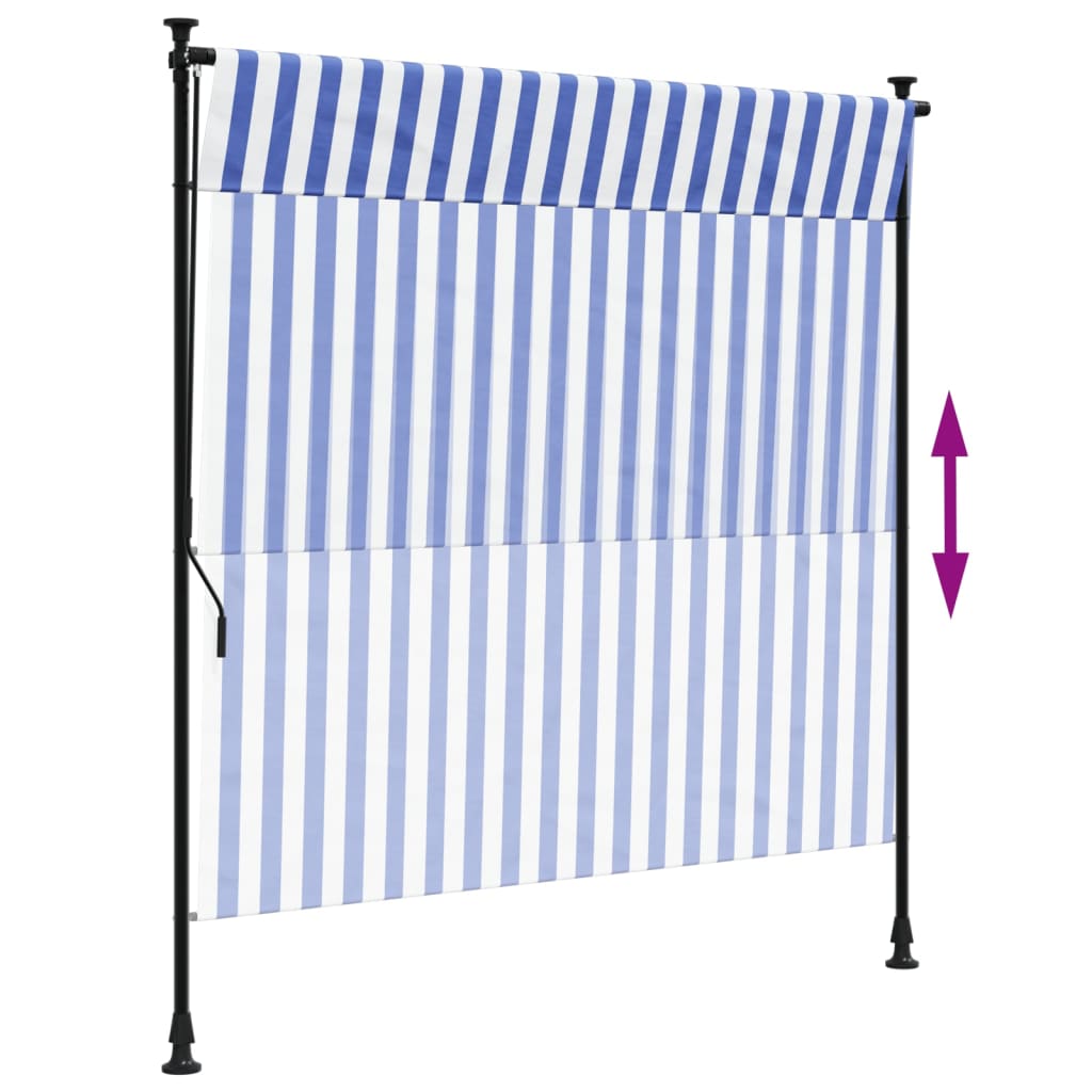 Estore de rolo para exterior 150x270cm tecido/aço azul e branco - Image 5
