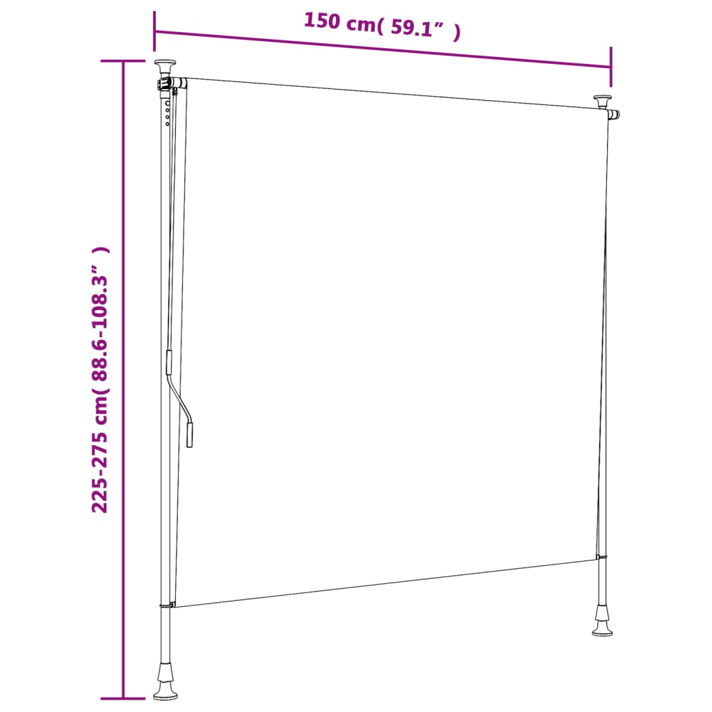 Estore de rolo exterior 150x270 cm tecido/aço laranja e branco - Image 7