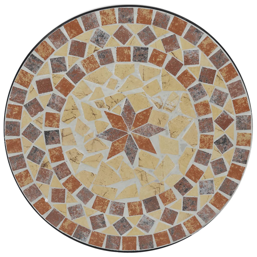 Conjunto de bistrô mosaico ferro e cerâmica terracota e branco - Image 5