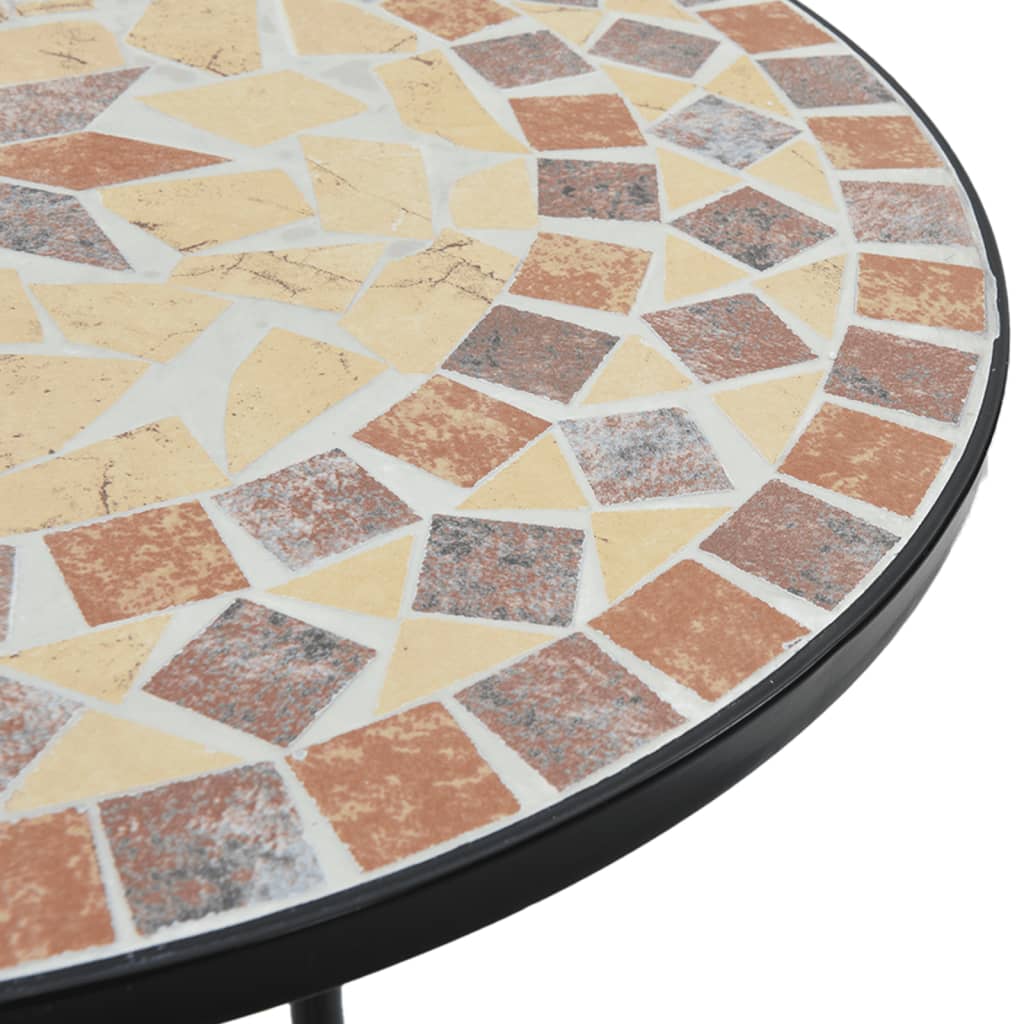 Conjunto de bistrô mosaico ferro e cerâmica terracota e branco - Image 6
