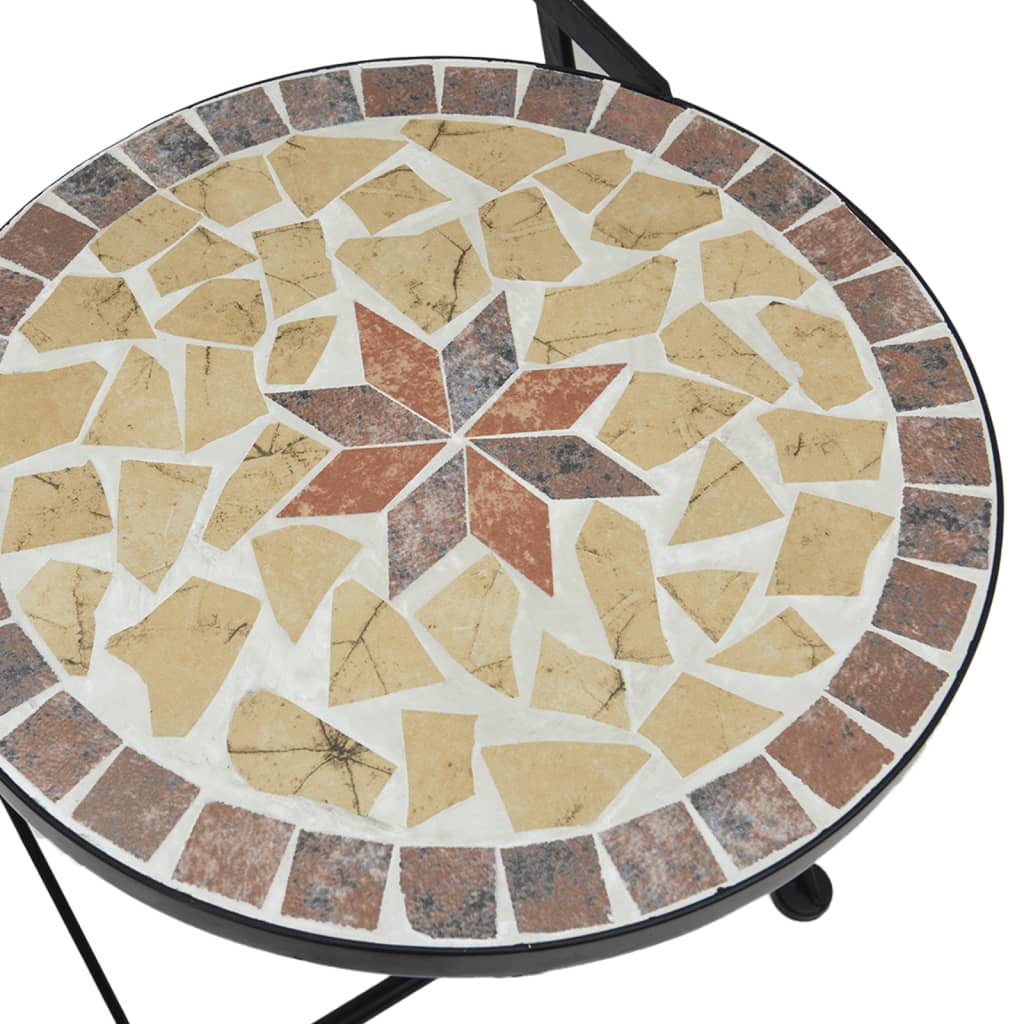 Conjunto de bistrô mosaico ferro e cerâmica terracota e branco - Image 10