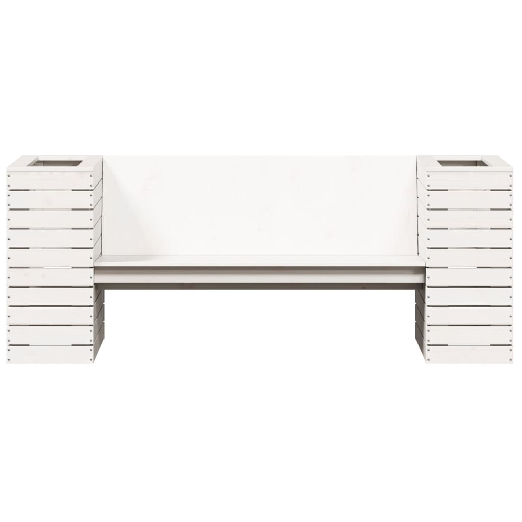 Banco com vasos/floreiras 167,5x60x65 cm pinho maciço branco - Image 4