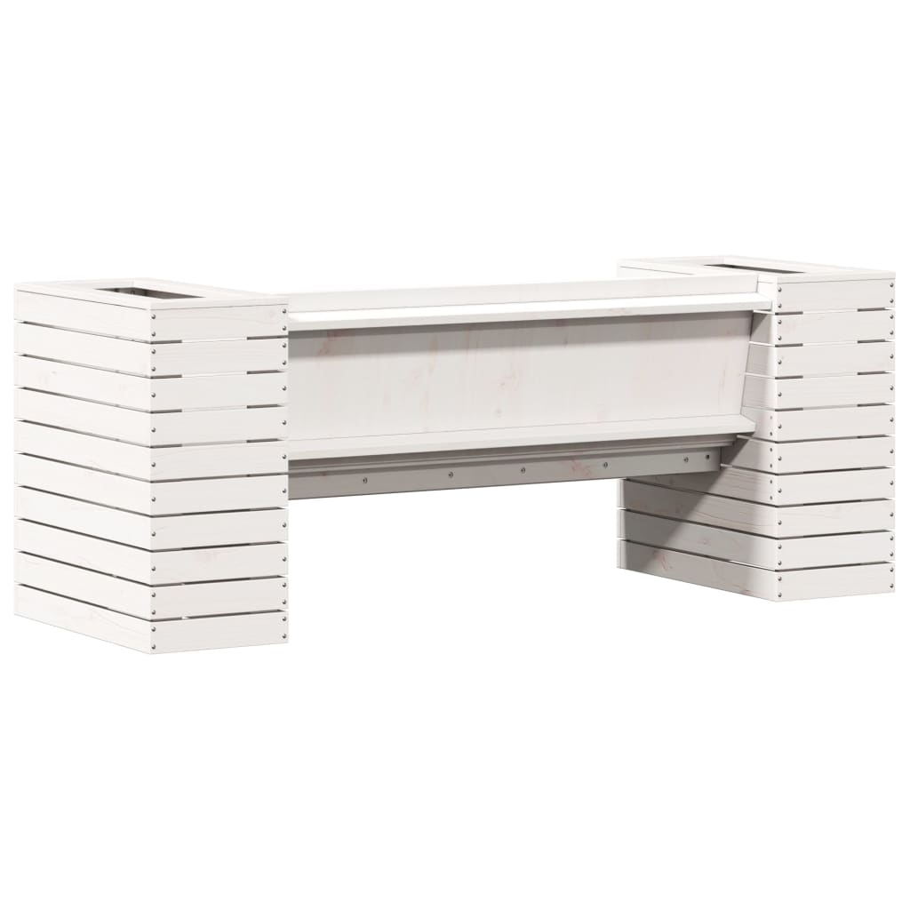 Banco com vasos/floreiras 167,5x60x65 cm pinho maciço branco - Image 6