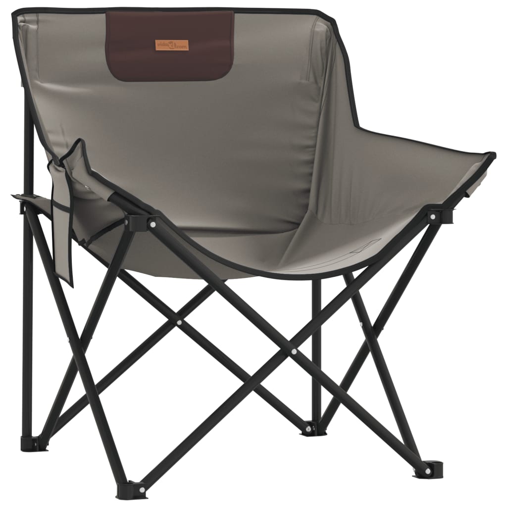 Cadeiras de campismo com bolso dobráveis 2 pcs cinzento - Image 3