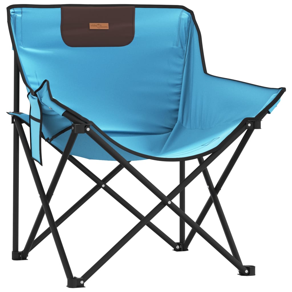 Cadeiras de campismo com bolso dobráveis 2 pcs azul brilhante - Image 3
