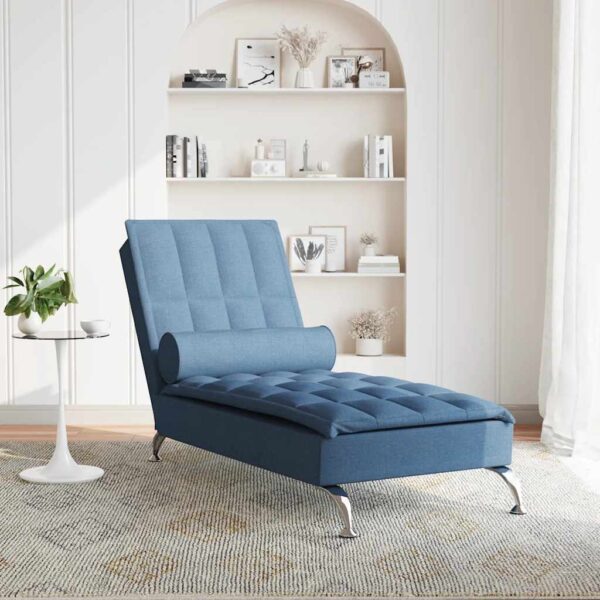 Chaise lounge de massagem com rolo tecido azul - Image 2
