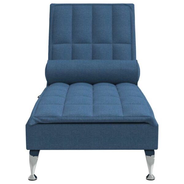 Chaise lounge de massagem com rolo tecido azul - Image 3