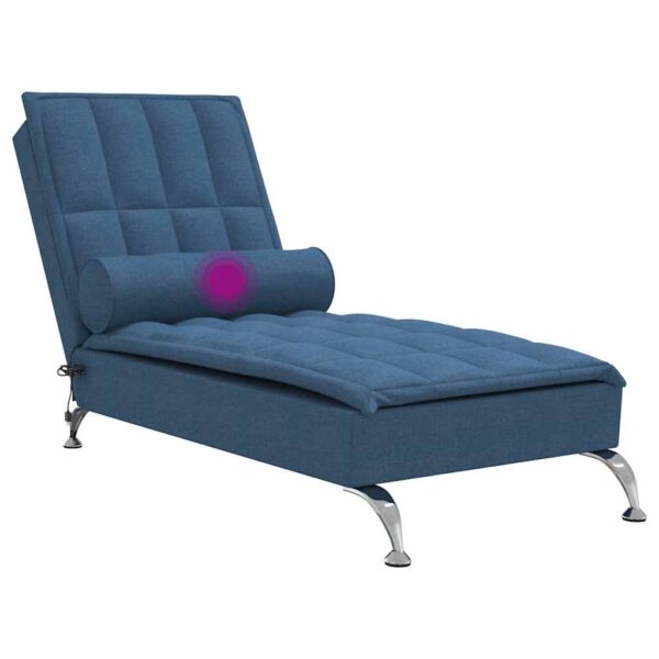 Chaise lounge de massagem com rolo tecido azul - Image 6