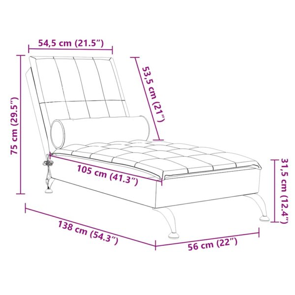 Chaise lounge de massagem com rolo tecido azul - Image 9