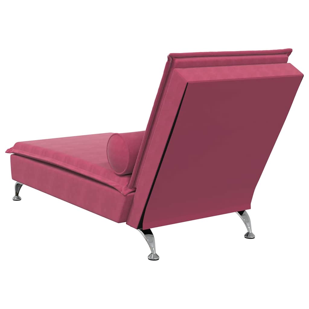 Chaise lounge de massagem com rolo veludo vermelho tinto - Image 5