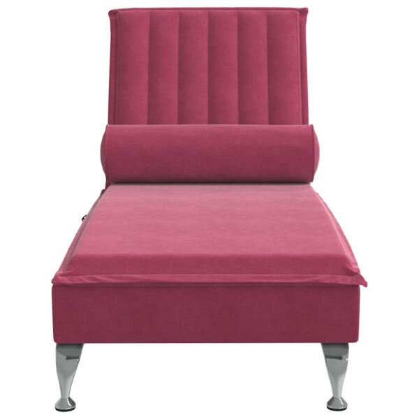 Chaise lounge de massagem com rolo veludo vermelho tinto - Image 3