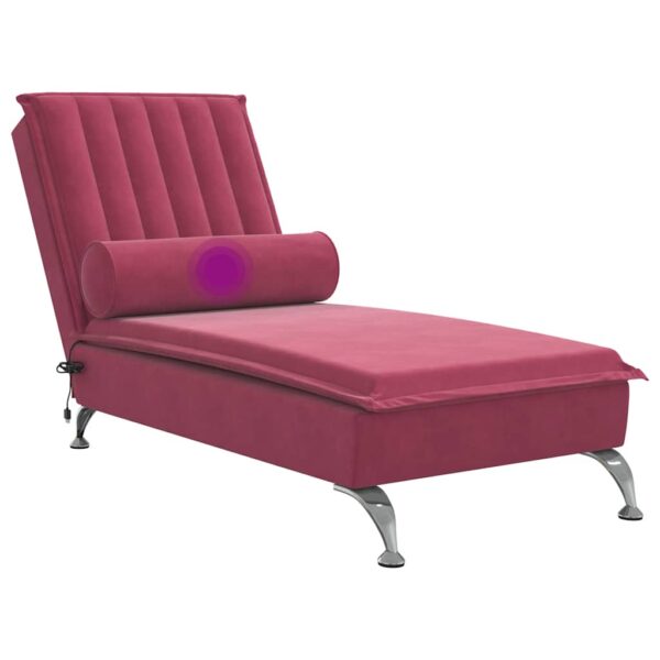 Chaise lounge de massagem com rolo veludo vermelho tinto - Image 6