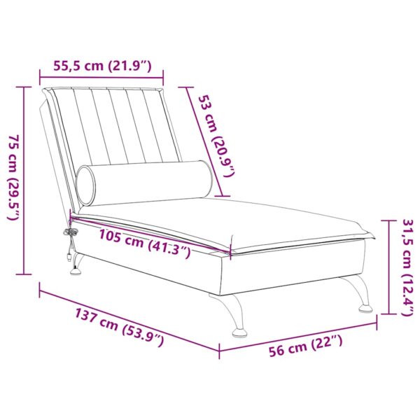 Chaise lounge de massagem com rolo veludo vermelho tinto - Image 9