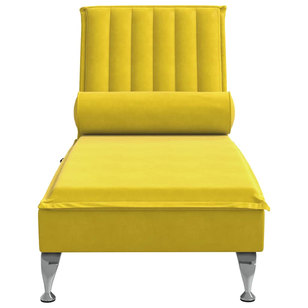 Chaise lounge de massagem com rolo veludo amarelo - Image 3