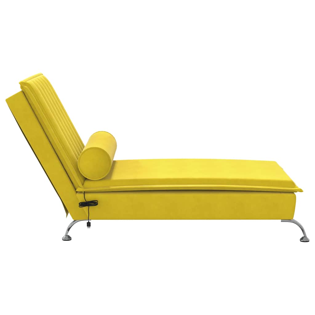 Chaise lounge de massagem com rolo veludo amarelo - Image 4