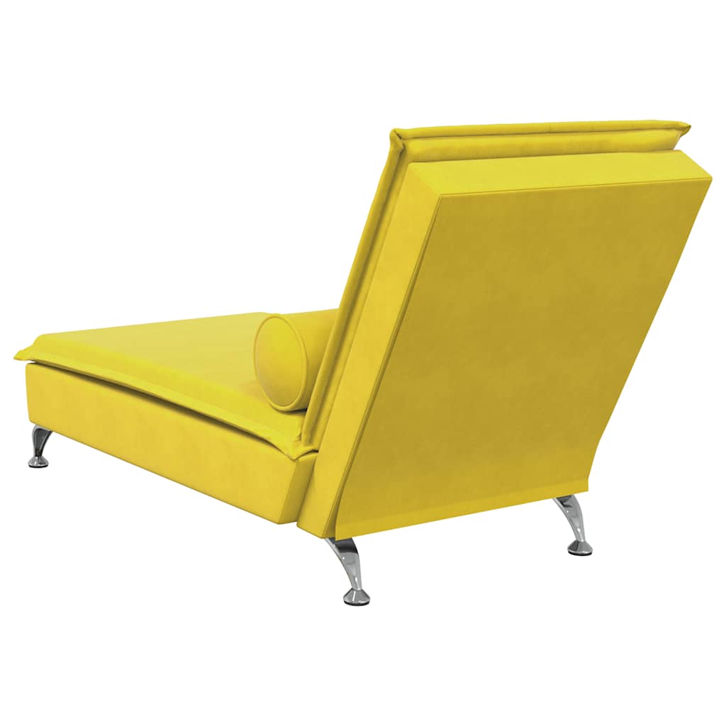 Chaise lounge de massagem com rolo veludo amarelo - Image 5