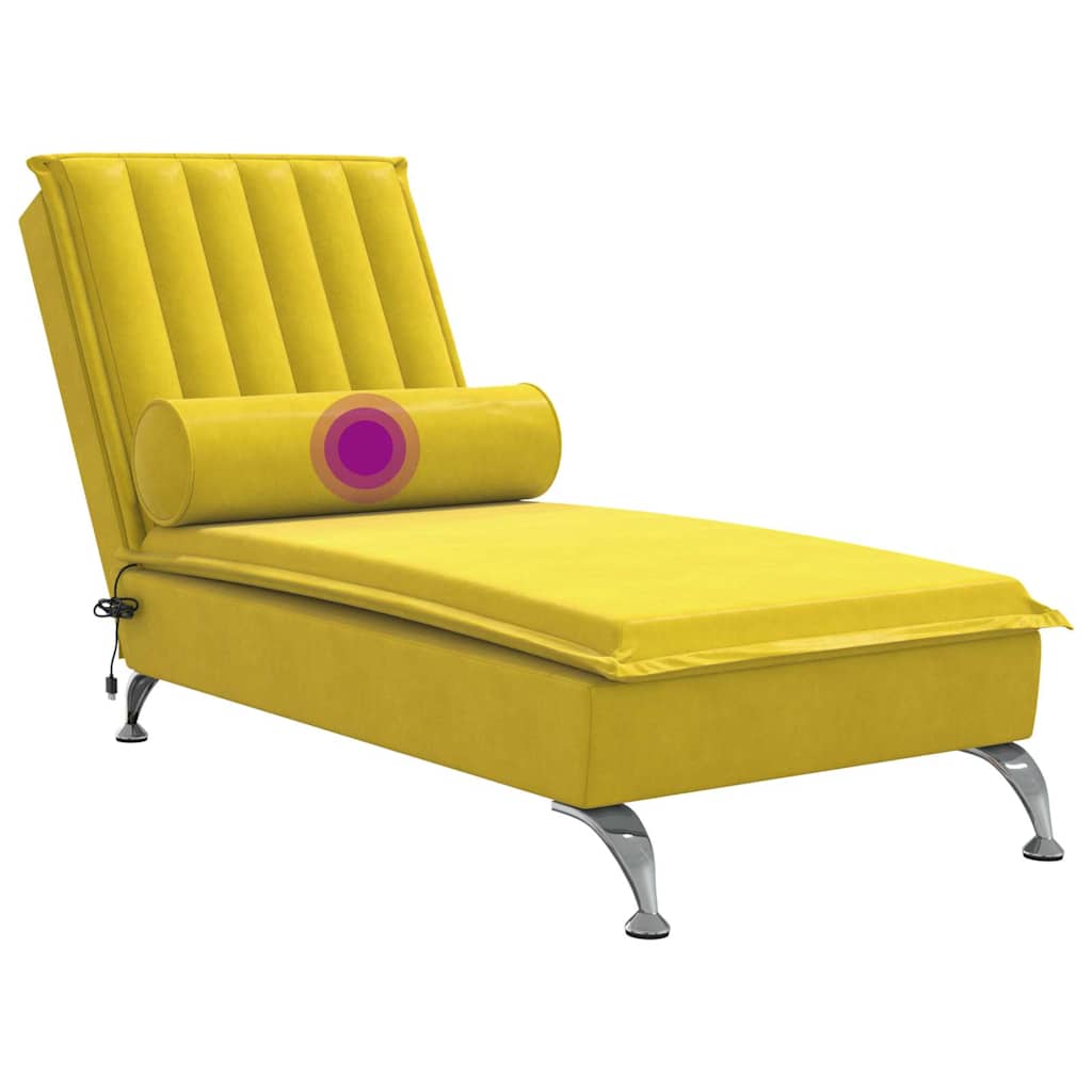 Chaise lounge de massagem com rolo veludo amarelo - Image 6