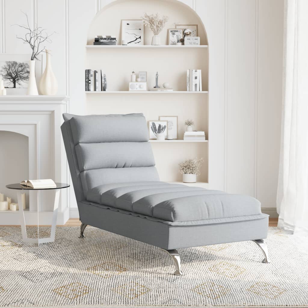 Chaise lounge com almofadões tecido cinzento-claro - Image 2