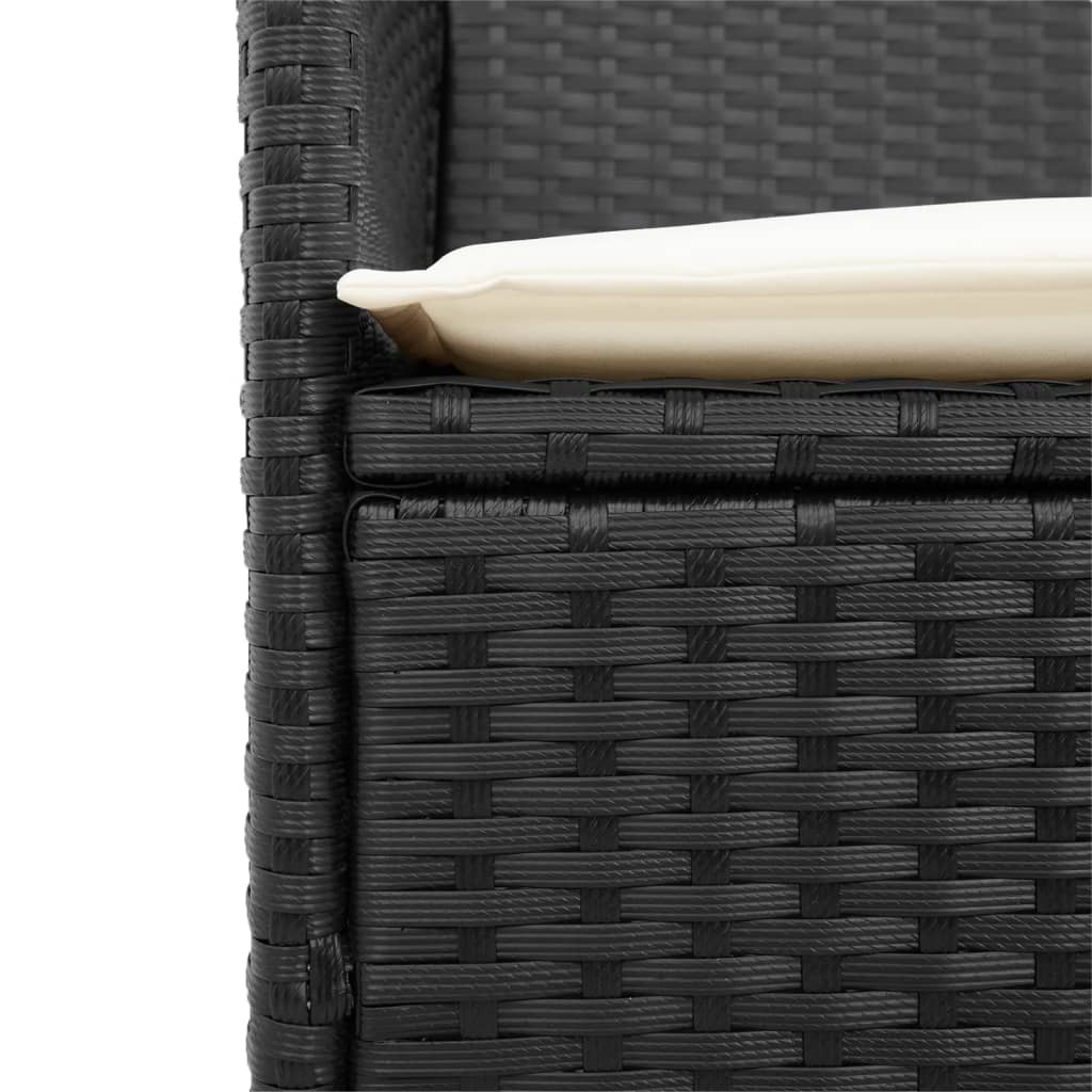 Cadeiras de jardim c/ almofadões 2 pcs vime PE/madeira preto - Image 7