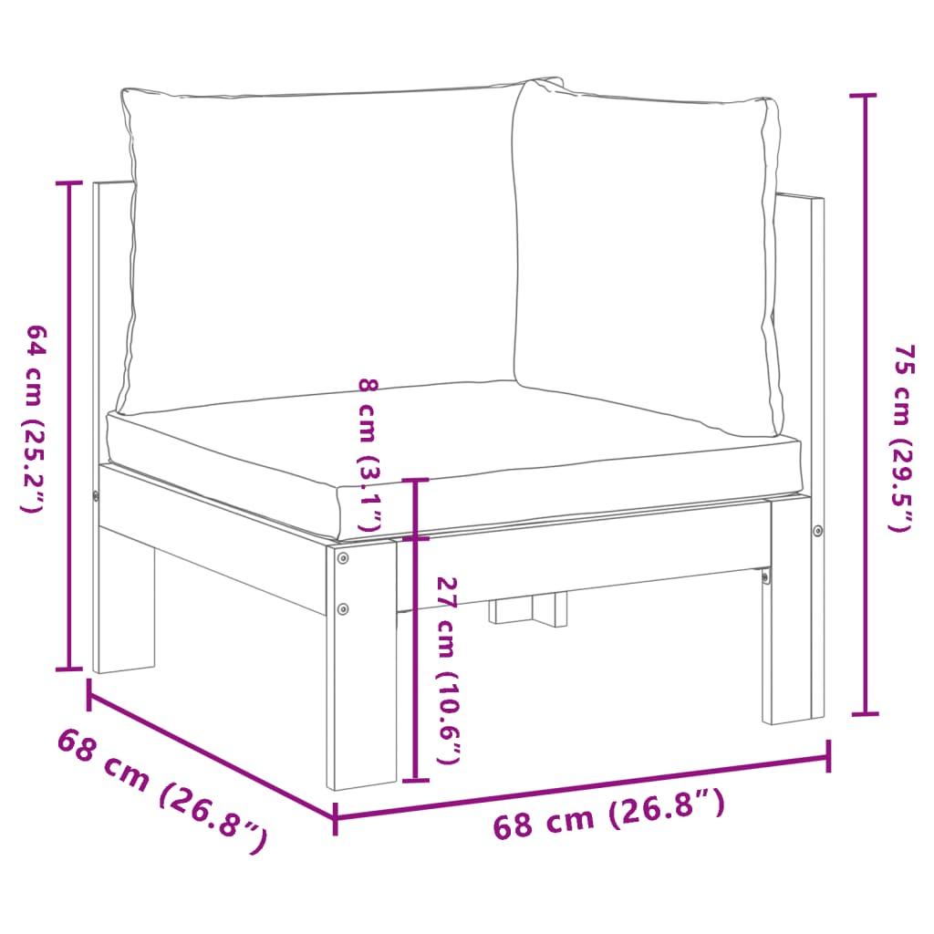 Sofá de canto p/ jardim c/ almofadões madeira de acácia maciça - Image 7