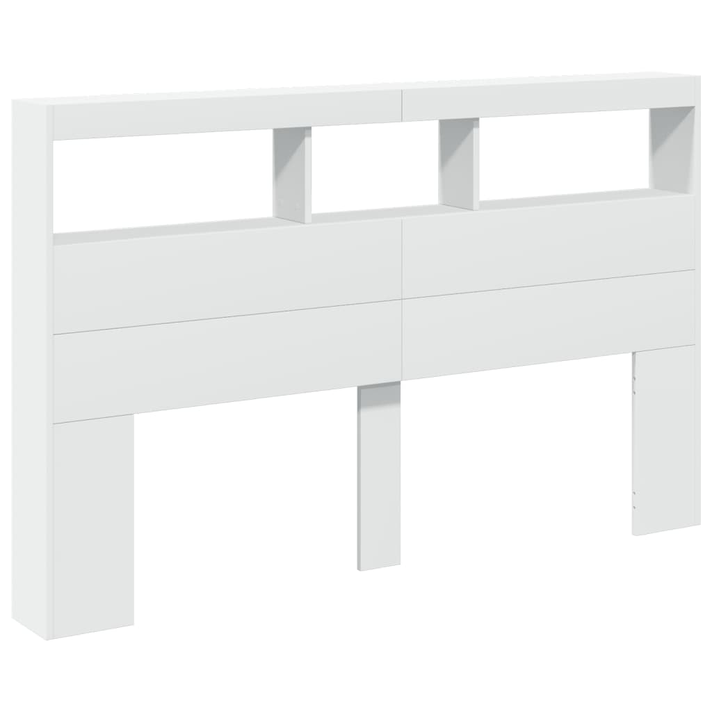 Armário de cabeceira com luzes LED 160x17x102 cm branco - Image 2