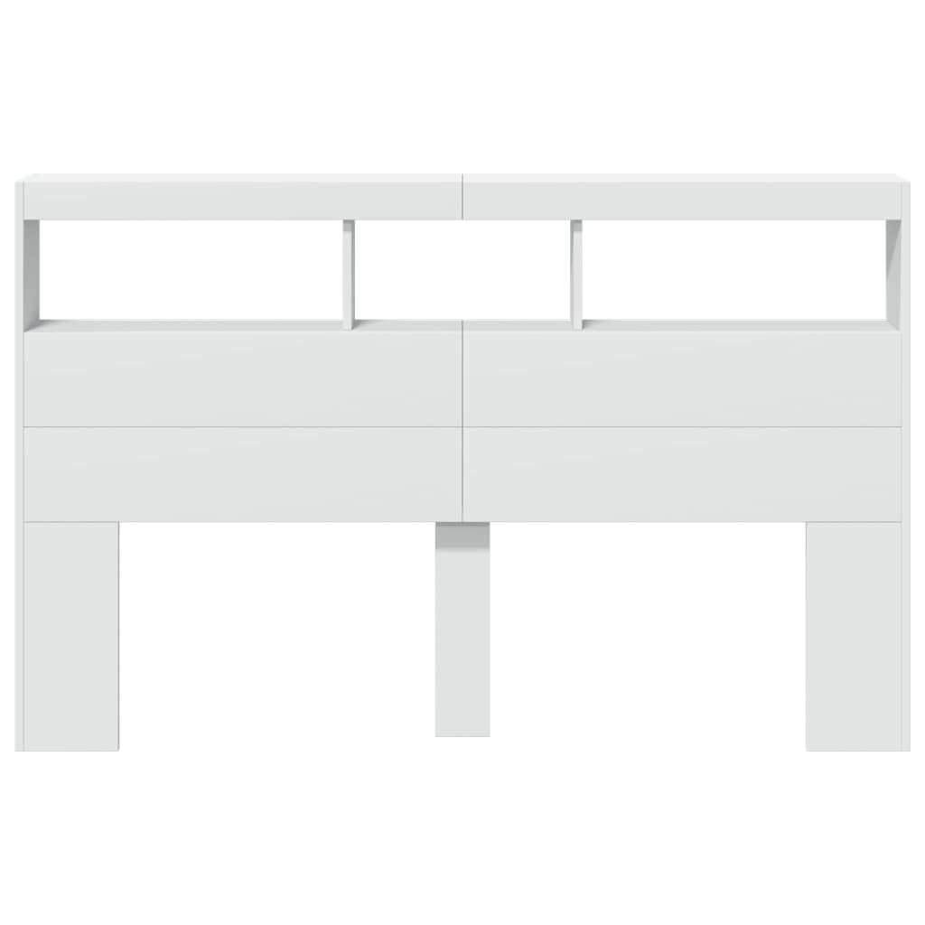 Armário de cabeceira com luzes LED 160x17x102 cm branco - Image 5
