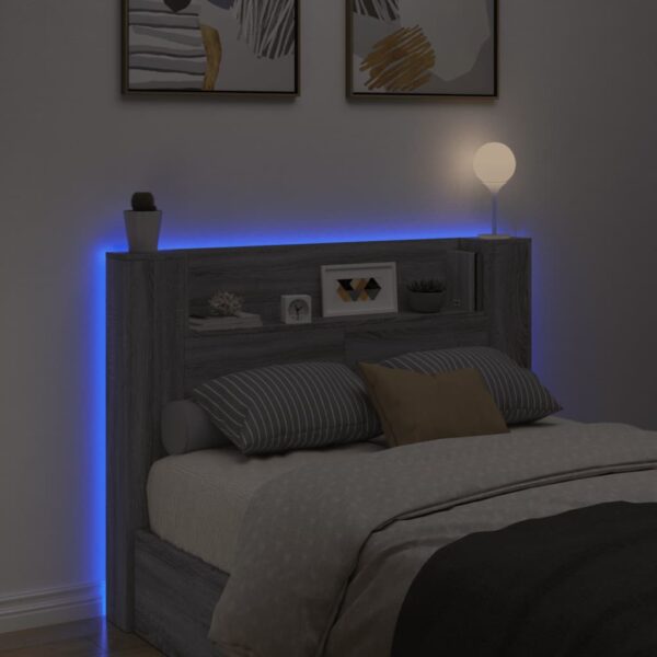 Armário de cabeceira c/ luzes LED 140x16,5x103,5cm cinza sonoma - Image 3