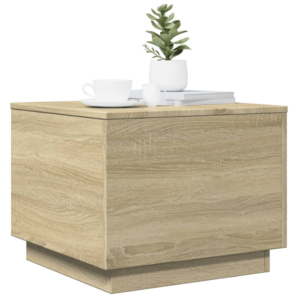 Mesa de centro com luzes LED 50x50x40 cm carvalho sonoma - Image 5