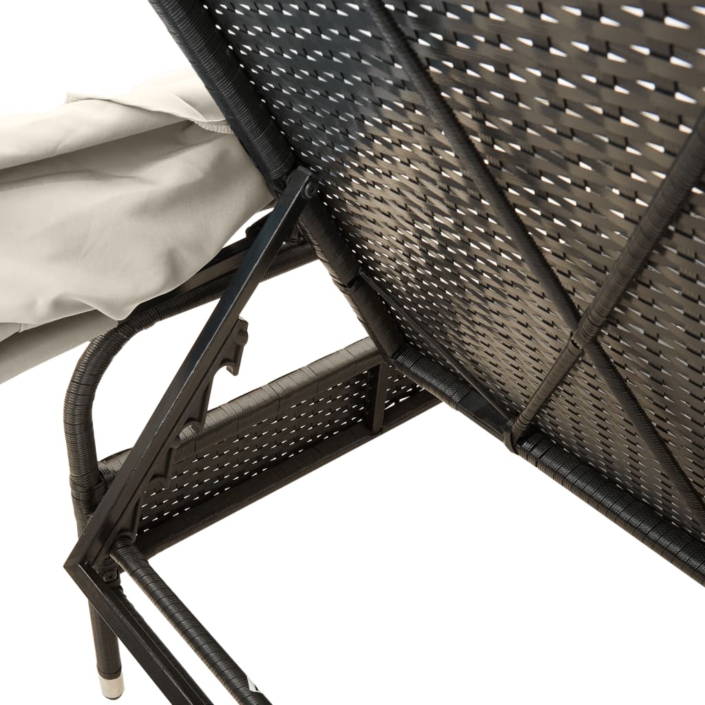 Espreguiçadeira com toldo vime PE preto - Image 7