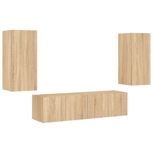 4pcs móveis parede p/ TV c/ LEDs deriv. madeira carvalho sonoma - Image 2