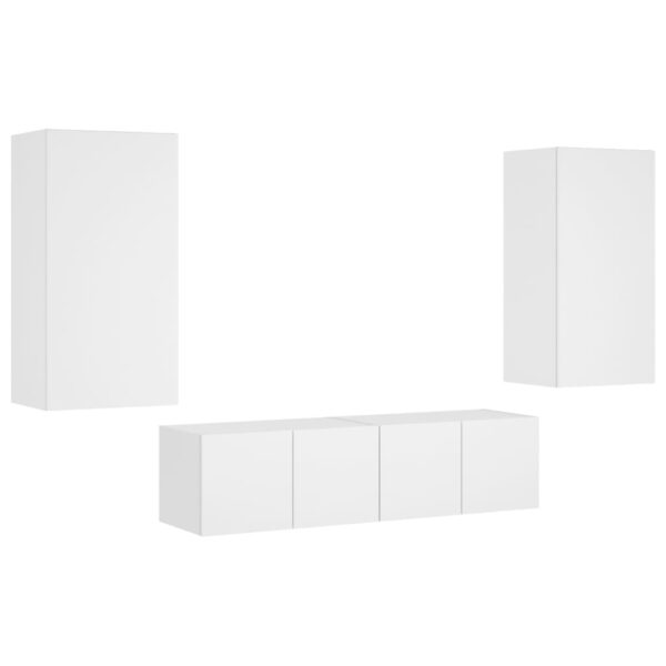 4pcs móveis de parede p/ TV c/ LEDs derivados de madeira branco - Image 2