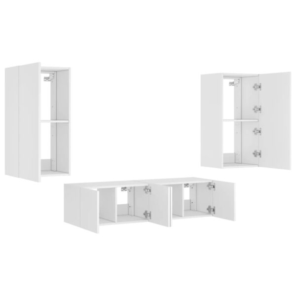 4pcs móveis de parede p/ TV c/ LEDs derivados de madeira branco - Image 5
