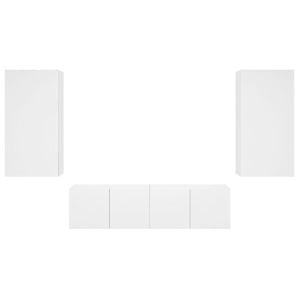 4pcs móveis de parede p/ TV c/ LEDs derivados de madeira branco - Image 6
