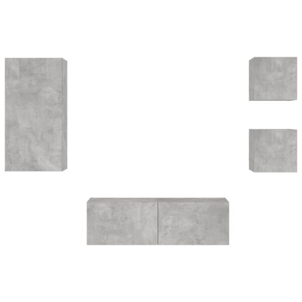 4 pcs móveis de parede para TV com luzes LED cinzento cimento - Image 6