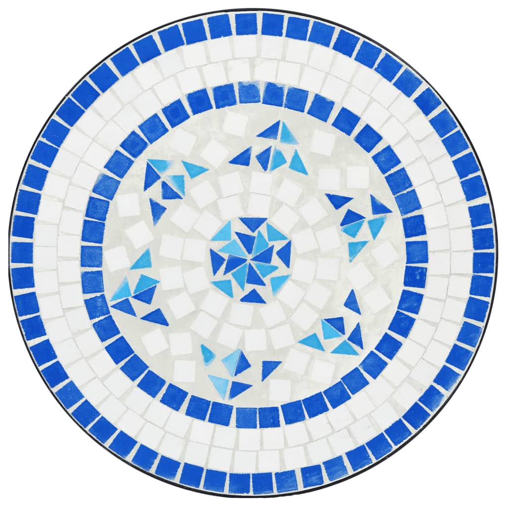 Mesa bistrô em mosaico Ø50x70 cm cerâmica azul e branco - Image 5